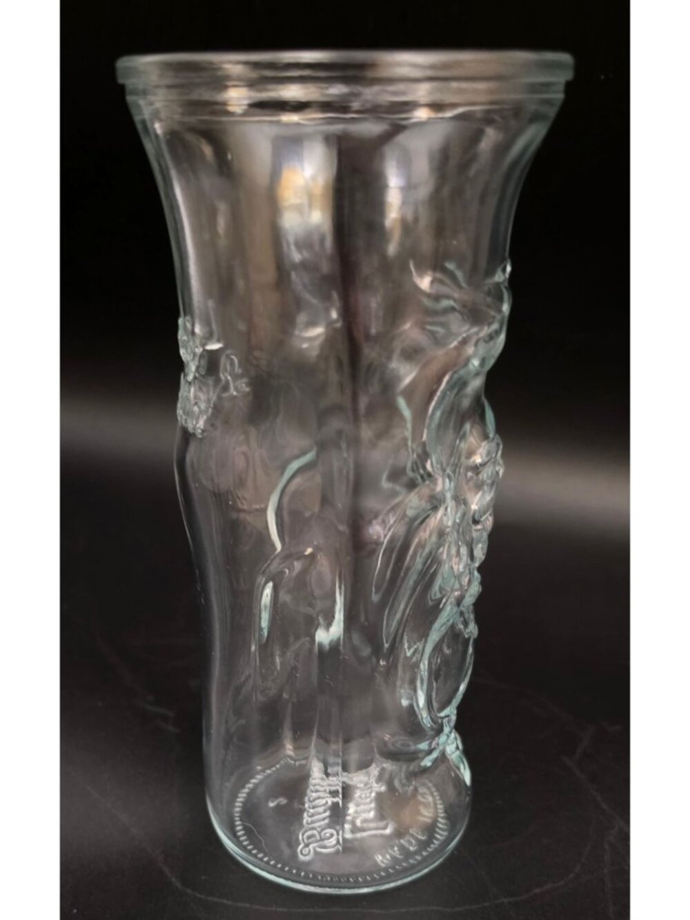 Vintage Lucky Buddha Clear Glass Tumbler Cup 6.5” Embossed Smiling Buddha Barwar - Picture 2 of 5